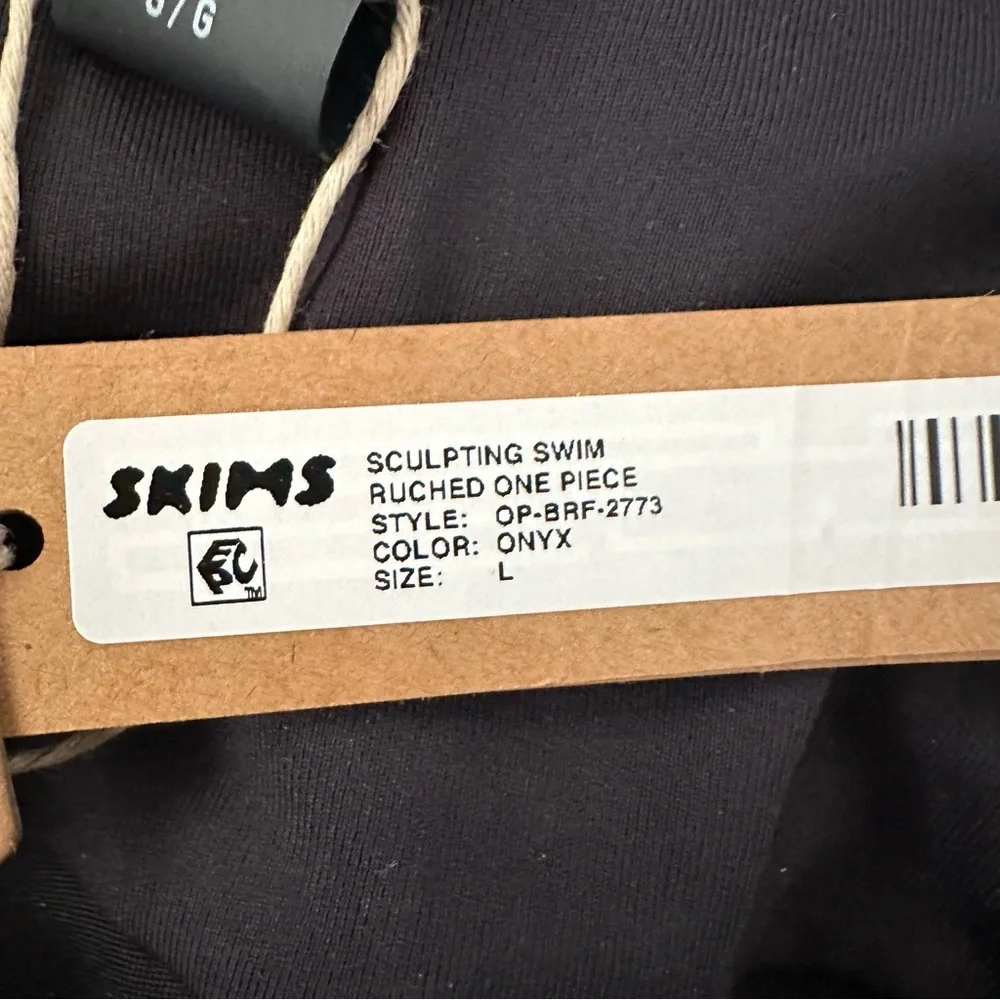 Skims Sculpting Swim Ruched One‎ Piece Swimsuit ladies L Onyx black NWT